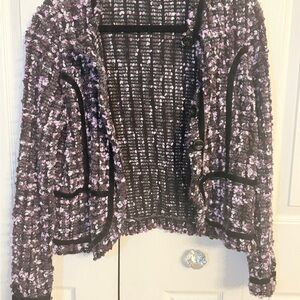 Liz Claiborne Purple and Black Tweed Jacket Blazer EUC Size M CW